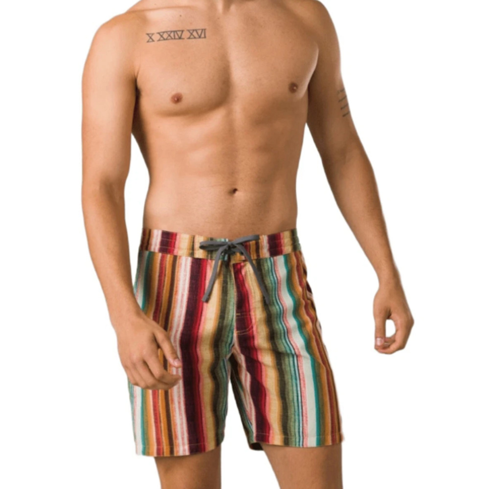 PRANA Mens Fenton Board Shorts Size 36 XL Multi Baja Stripe 9" Inseam UPF 50 NWT - Picture 1 of 9